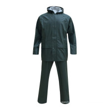 Green rain suit waterproof windproof 0.35mm pu raincoats